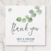 Groen Goud Eucalyptus Blad Dank u bruiloft Bedankjes Labels (Voorkant)