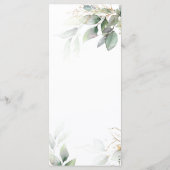 Groen & Goud Eucalyptus Bloemen Bruiloft Menu (Achterkant)