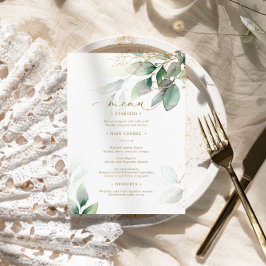 Groen & Goud Eucalyptus Bloemen Bruiloft Menu
