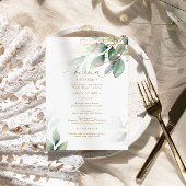 Groen & Goud Eucalyptus Bloemen Bruiloft Menu