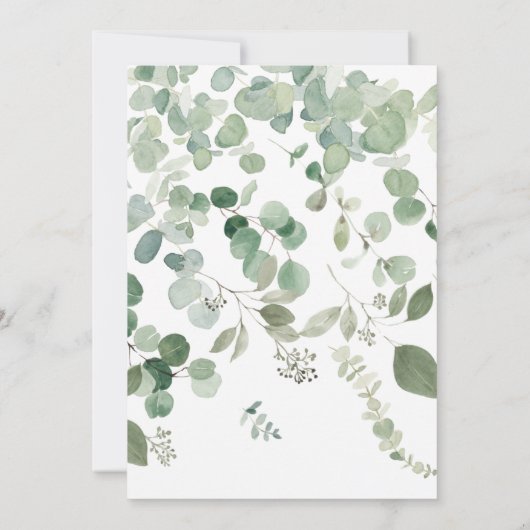 Groen & Goud Eucalyptus Bruiloft uitnodiging (Achterkant)