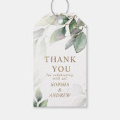 Groen & Goud Eucalyptus Huwelijkscadeau Label Cadeaulabel (Voorkant)