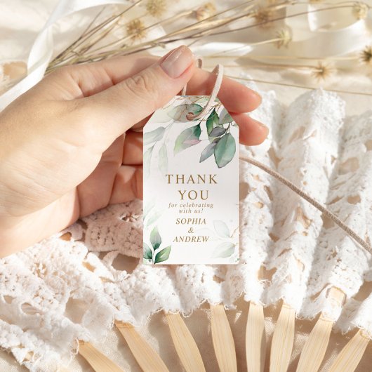 Groen & Goud Eucalyptus Huwelijkscadeau Label Cadeaulabel