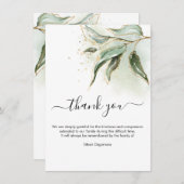 Groen Goud Eucalyptus Rouw Dank u Kaart (Voorkant / Achterkant)