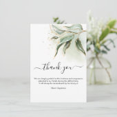 Groen Goud Eucalyptus Rouw Dank u Kaart (Staand voorkant)