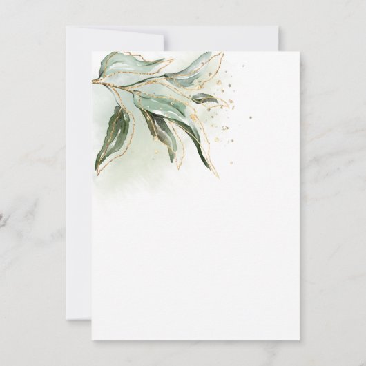 Groen Goud Eucalyptus Rouw Dank u Kaart (Achterkant)