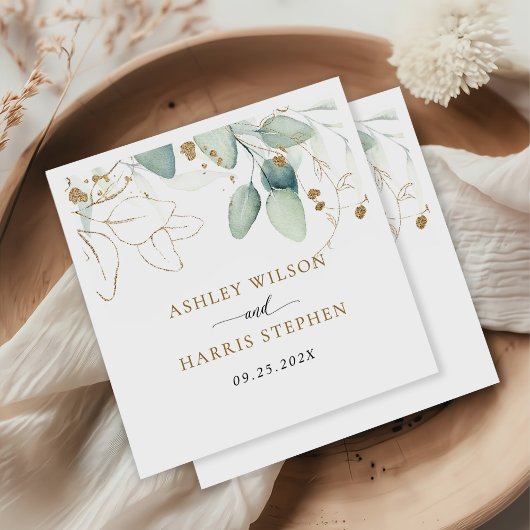 Groen Goud Eucalyptus Rustiek Huwelijk Servet