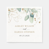 Groen Goud Eucalyptus Rustiek Huwelijk Servet (Voorkant)