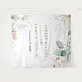 Groen Goud Eucalyptus Rustieke Bruiloft Wandkleed (Voorkant (horizontaal))