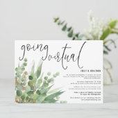 Groen Goud Eucalyptus Script Going Virtuele Bruilo Kaart (Staand voorkant)