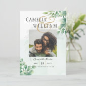 Groen Goud Eucalyptus TROUW QR CODE Modern Kaart (Staand voorkant)