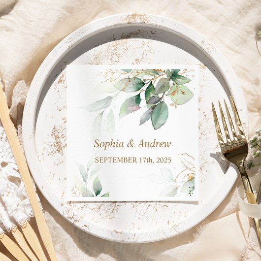 Groen & Goud Eucalyptus Trouwservetten Servet