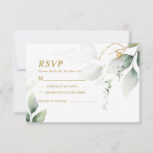 Groen & Goud Eucalyptus VAR 1 Bruiloft RSVP Kaartje (Voorkant)