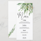 Groen Goud Eucalyptus Verlaat Script bruiloft Menu (Voorkant / Achterkant)