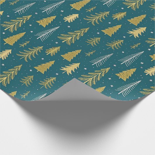 Groen Goud Fancy Glitter Cadeaupapier (Hoek)