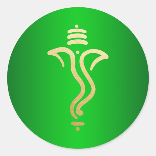 Groen Goud Feestelijke Ganesh / Indiase God Ronde Sticker (Voorkant)