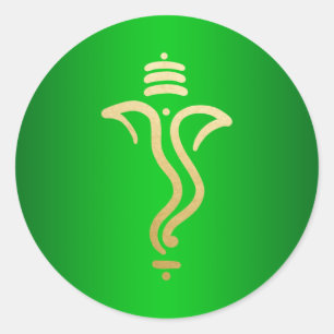 Groen Goud Festieve Ganesh/ Indiase God Ronde Sticker