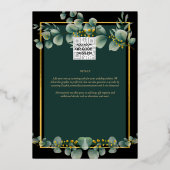 Groen Goud Folie FOTOCODES Huwelijksdatum Bewaren Folie Uitnodiging (Achterkant)