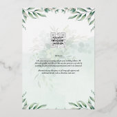Groen Goud Folie FOTOCODES Huwelijksdatum Bewaren Folie Uitnodiging (Achterkant)
