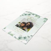 Groen Goud Folie FOTOCODES Huwelijksdatum Bewaren Folie Uitnodiging (Gedraaid)