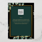 Groen Goud Folie FOTOCODES Huwelijksdatum Bewaren Folie Uitnodiging (Achterkant)
