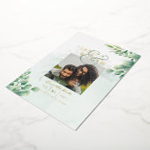 Groen Goud Folie FOTOCODES Huwelijksdatum Bewaren Folie Uitnodiging (Gedraaid)