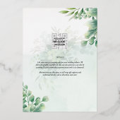 Groen Goud Folie FOTOCODES Huwelijksdatum Bewaren Folie Uitnodiging (Achterkant)