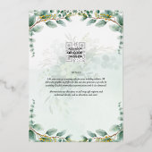 Groen Goud Folie FOTOCODES Huwelijksdatum Bewaren Uitnodiging (Achterkant)