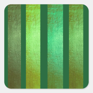 Groen Goud Folie Strepen Patroon - Elegante Luxe Vierkante Sticker