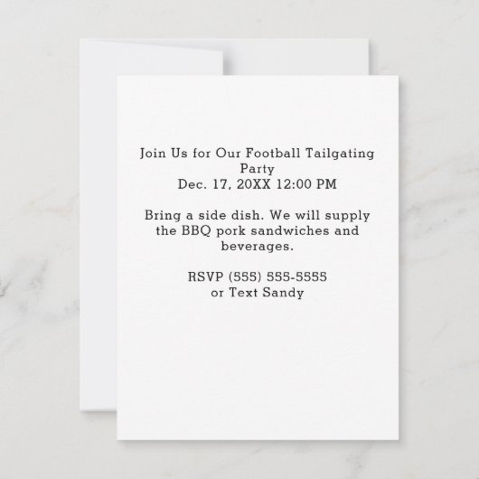 Groen & Goud Football Tailgate Party Uitnodiging (Achterkant)