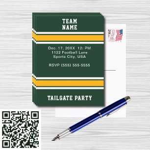 Groen & Goud Football Team Tailgate Party Uitnodiging Briefkaart