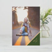Groen & Goud Foto Afstudeeraankondiging Kaart (Staand voorkant)