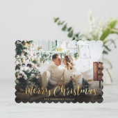 Groen Goud Foto Vrolijk Kerstfeest Kaart (Staand voorkant)