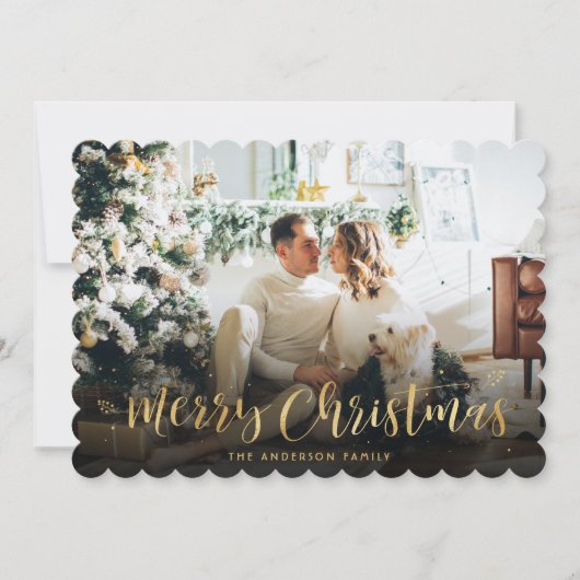 Groen Goud Foto Vrolijk Kerstfeest Kaart (Voorkant)