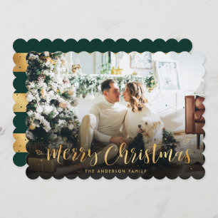 Groen Goud Foto Vrolijk Kerstfeest Kaart