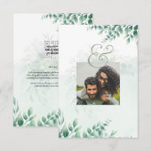 Groen Goud FOTOCODES Huwelijksdatum Bewaren RSVP Kaartje (Voorkant / Achterkant)