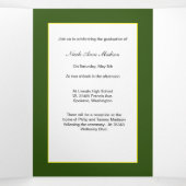 Groen & Goud Geel Foto Afstuderen Aankondiging (Binnenkant midden)