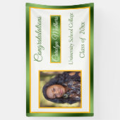 Groen & Goud Gefeliciteerd Aangepaste foto Spandoek (Verticaal)