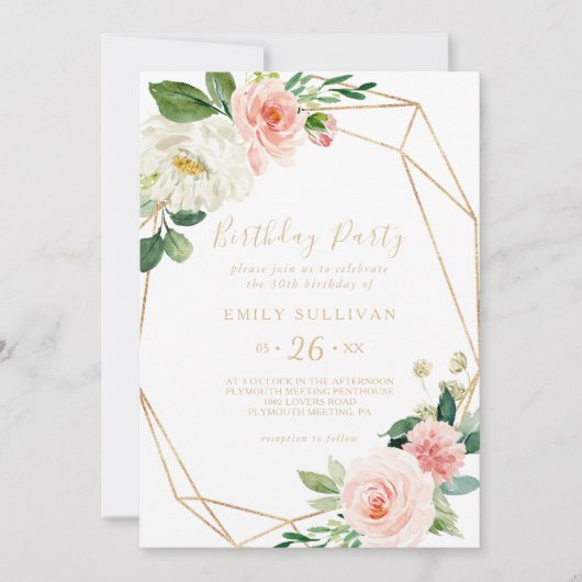 Groen & Goud Geometrisch 30e Verjaardagsfeest Kaart (Voorkant)