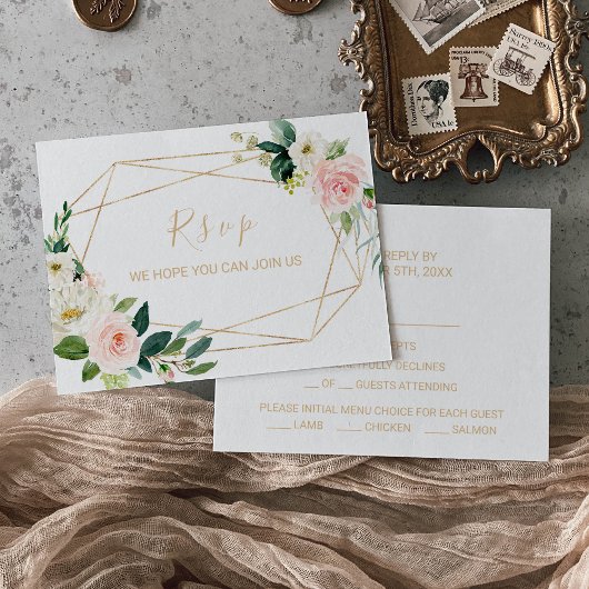 Groen Goud Geometrisch Elegant Bloemen Menu Keuze