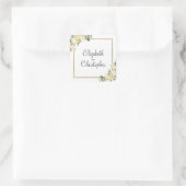 Groen Goud Geometrisch Elegant Bruiloft Bloemen Vierkante Sticker (Tas)