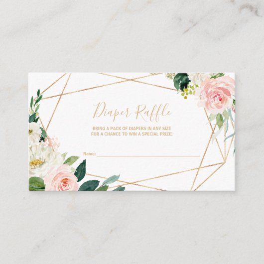 Groen & Goud Geometrisch Elegant Luier Raffle Informatiekaartje (Voorkant)