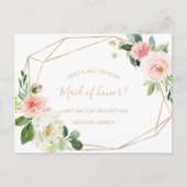 Groen & Goud Geometrisch Elegant Maid of Honor Uitnodiging Briefkaart (Voorkant)