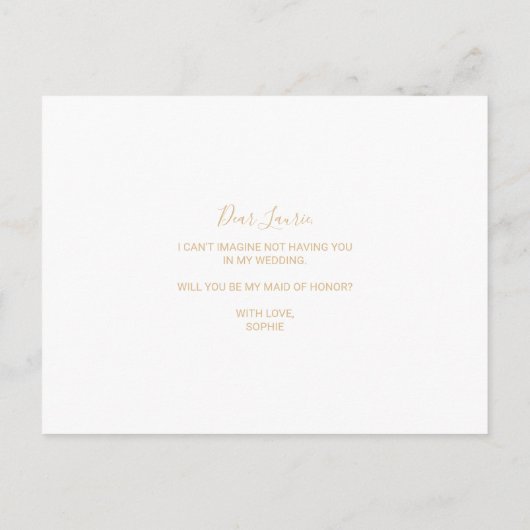 Groen & Goud Geometrisch Elegant Maid of Honor Uitnodiging Briefkaart (Achterkant)