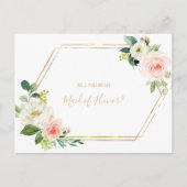 Groen & Goud Geometrisch Elegant Maid of Honor Uitnodiging Briefkaart (Voorkant)