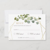 Groen Goud Geometrisch Lijst Elegant Bruiloft RSVP Kaart (Voorkant)