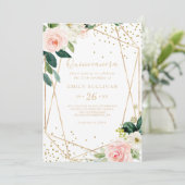 Groen Goud Geometrisch Quinceañera Verjaardagsfees Kaart (Staand voorkant)