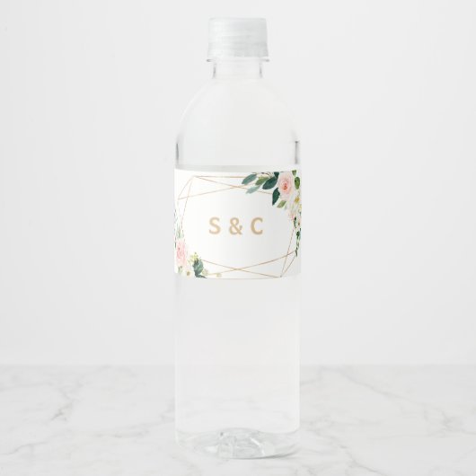 Groen & Goud Geometrisch Waterflesetiket Waterfles Etiket (Voorkant)