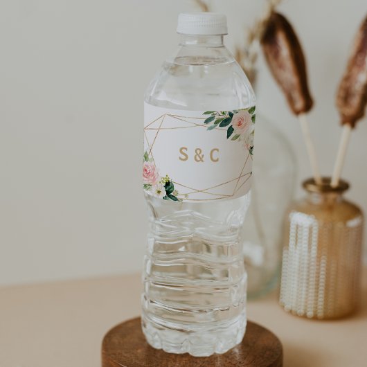 Groen & Goud Geometrisch Waterflesetiket Waterfles Etiket