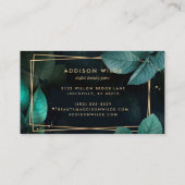 Groen goud geometrische botanische bladeren Modern Visitekaartje (Achterkant)
